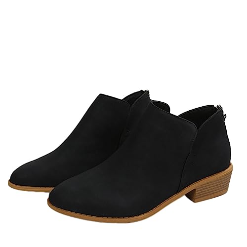 Onsoyours Damen Stiefeletten Chelsea Boot Comfort Pure Farbe Ankle Bootie Herbst Winter Stiefel Worker Boots Schneestiefel Schuhe Stiefelette Knöchel Kurze Stiefel A Schwarz 38 EU von Onsoyours