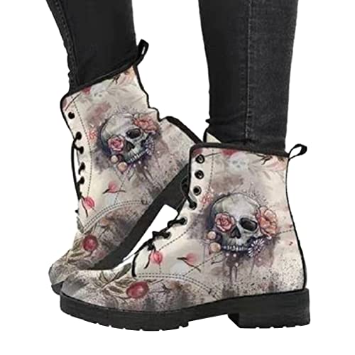 Onsoyours Damen Stiefeletten Flache Stiefel Frauen Runder Zehe Schuhe Schnürstiefel Winterstiefel Retro Chelsea Stiefel A8 39 EU von Onsoyours