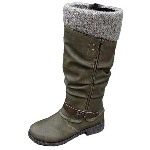 Onsoyours Damen Stiefeletten Modisch mit Niedrige Absätze Comfort Frauen Ankle Boots Herbst Winter Stiefelette Knöchel Schneestiefel Schuhe Grün 42 EU von Onsoyours