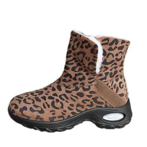 Onsoyours Damen Stiefeletten Plateau Boots Warm Stiefelette mit Fell Gefüttert Winterstiefel Plüsch Stiefel Outdoors Bequem Rutschfest Schneestiefel Zwei Tragen Stiefel A Leopardendruck 42 EU von Onsoyours