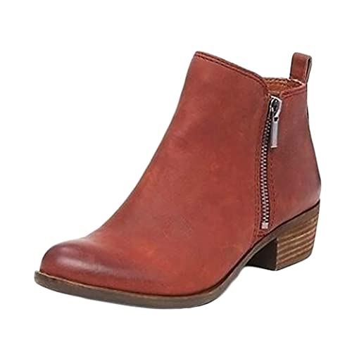 Onsoyours Damen Stiefeletten Winterstiefel Combat Stiefel mit Reißverschluss Kurzschaft Boots Bequeme Ankle Boots Retro Cowboy Stiefel Flache Chelsea Boots Rotbraun 37 EU Onsoyours Damen Stiefeletten Winterstiefel Combat Stiefel mit Reißverschluss Kurzschaft Boots Bequeme Ankle Boots Retro Cowboy Stiefel Flache Chelsea Boots Rotbraun 37 EU von Onsoyours