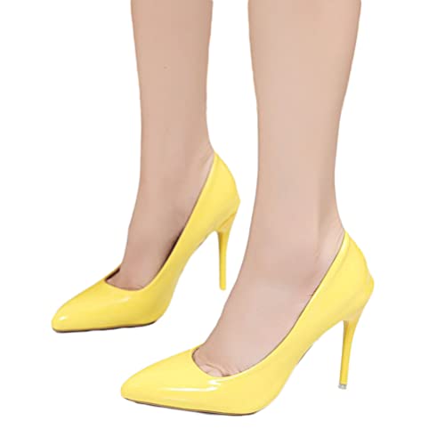 Onsoyours Damen Stiletto High Heels Sexy Geschlossene Spitze Zehen Stiletto Pumps Klassische Party Prom Hochzeit High Heel Pumps B Gelb 39 EU von Onsoyours