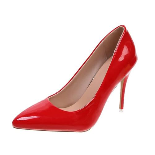 Onsoyours Damen Stiletto High Heels Sexy Geschlossene Spitze Zehen Stiletto Pumps Klassische Party Prom Hochzeit High Heel Pumps B Rot 37 EU von Onsoyours