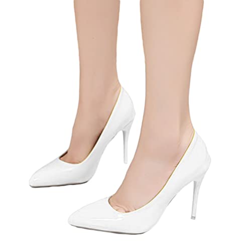 Onsoyours Damen Stiletto High Heels Sexy Geschlossene Spitze Zehen Stiletto Pumps Klassische Party Prom Hochzeit High Heel Pumps B Weiß 41 EU von Onsoyours