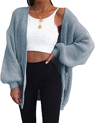 Onsoyours Damen Strickcardigan Offene Cover Up Strickmantel Strickpullover Langarm Strickjacke Sweater Outwear Casual Cardigan Mit Taschen Grau S von Onsoyours