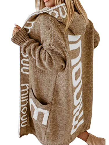 Onsoyours Damen Strickjacke Lang Cardigan Kapuzenpullover Lose Warm Herbst Winter Jacke Mantel mit Kapuze C Kaffee M Onsoyours Damen Strickjacke Lang Cardigan Kapuzenpullover Lose Warm Herbst Winter Jacke Mantel mit Kapuze C Kaffee M von Onsoyours