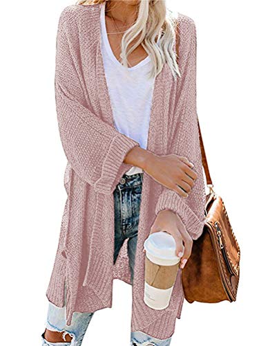 Onsoyours Damen Strickjacke Langarm Casual Cardigan Offene Tops Rosa 46 von Onsoyours