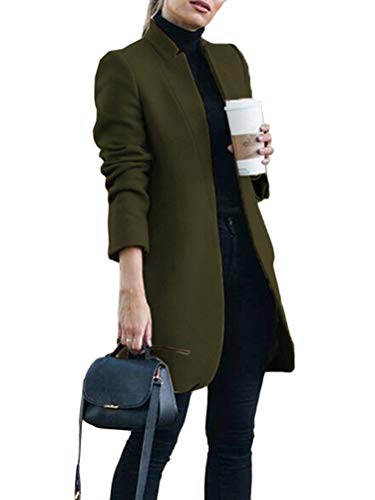 Onsoyours Damen Strickjacke Plüschjacke Sweatjacke Cardigans Lange Ärmel Fleecejacke Freizeit Casual Open Front Sweater Strickcardigan Outwear A Armeegrün XL von Onsoyours