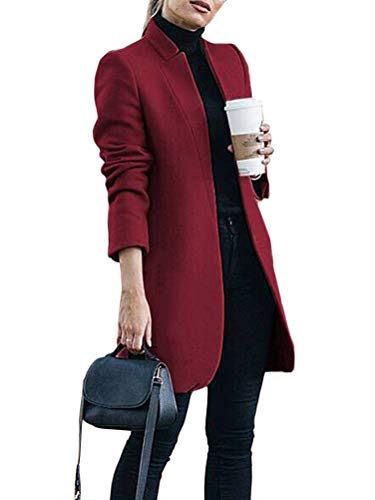 Onsoyours Damen Strickjacke Plüschjacke Sweatjacke Cardigans Lange Ärmel Fleecejacke Freizeit Casual Open Front Sweater Strickcardigan Outwear A Weinrot 3XL von Onsoyours