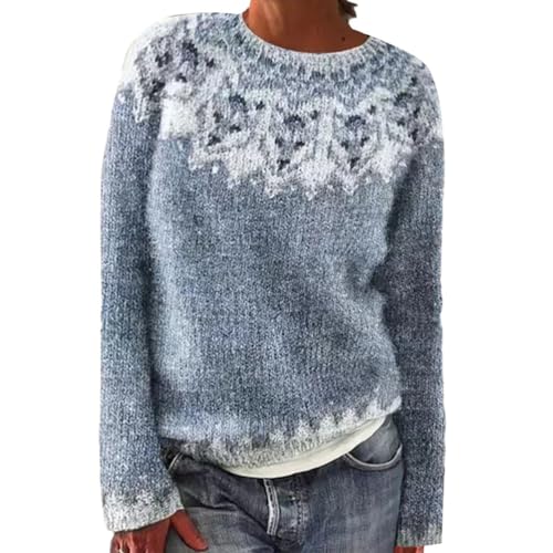 Onsoyours Damen Strickpullover Elegant Rundhals Jumper Pullover Herbst Winter Einfarbiger Warm Pulli Oberteil Streifen Sweater Sweatshirt C01 Weiß L von Onsoyours