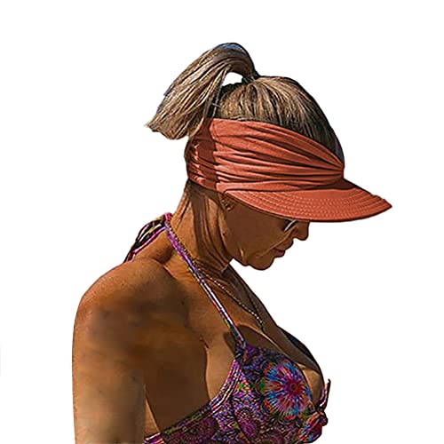 Onsoyours Damen Summer Hat Sonnenblende Sonnenhut Anti-Ultraviolett Elastic Hollow Top Hat Mit Großer Krempe Faltbar Visor Cap für Strand Golf Orange Einheitsgröße von Onsoyours