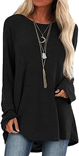 Onsoyours Damen Sweatshirt Rundhals Einfarbig Streifen Farbblock Lange Passform Langarm Pullover Lockere Langärmlige Tunika Oberteile Top D Schwarz L von Onsoyours