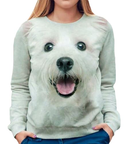 Onsoyours Damen Sweatshirt Winter Tshirt Langarm Top Cartoon 3D Druck Katzen-Muster Täglich Basic Casual Hoodies Sweatshirts Muster 1 L von Onsoyours