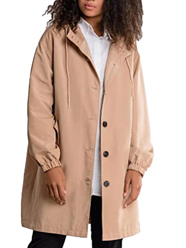 Onsoyours Damen Trenchcoat Mantel Lang Frauen Winddichter Cabanjacke Cardigan Klassische Herbst Frühling Jacke Winddichter Mantel B Khaki 3XL von Onsoyours