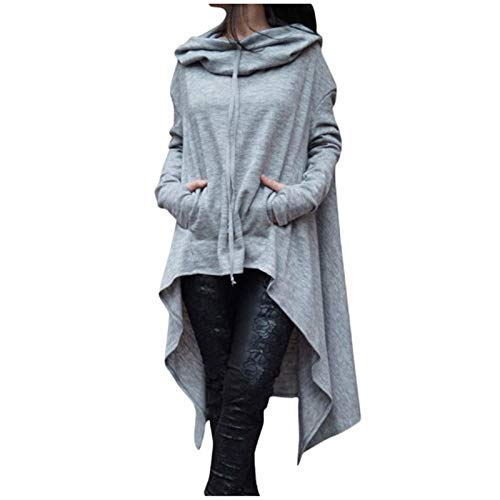Onsoyours Damen Unregelmäßige Strick Oversize Langarm Pullikleid Longshirt Top Minikleid Grau 3XL von Onsoyours