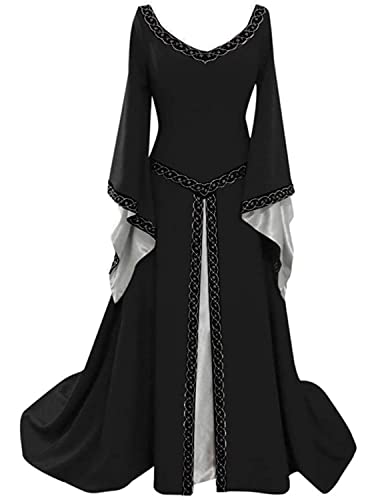 Onsoyours Damen Viktorianisches Rokoko-Kleid Plissierte Spitzennähte Retro High Waist Kleid Tube Top Rock Cosplay Partykleid Prinzessinkleid Kostüm Cocktailkleid C Schwarz 3XL von Onsoyours