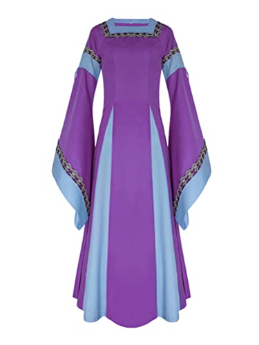 Onsoyours Damen Viktorianisches Rokoko-Kleid Plissierte Spitzennähte Retro High Waist Kleid Tube Top Rock Cosplay Partykleid Prinzessinkleid Kostüm Cocktailkleid D Violett S von Onsoyours