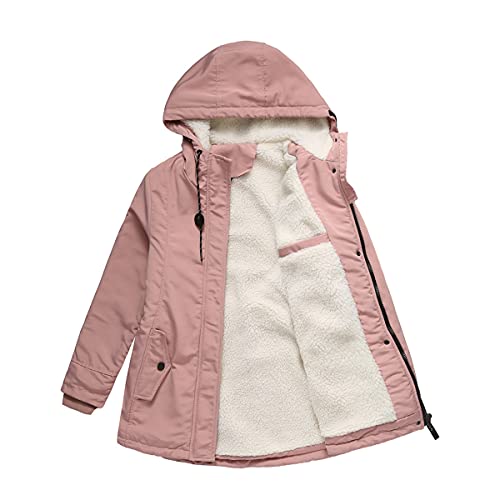 Onsoyours Damen Wasserdicht Kapuzenjacken Softshell Jacke Outdoor Winterjacke Warm Mantel Parka mit Kapuze A Rosa 3XL von Onsoyours