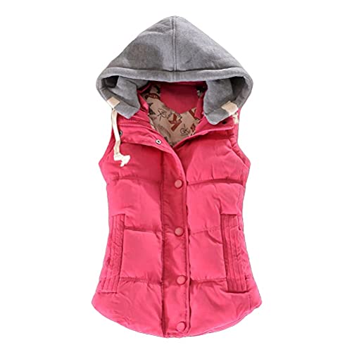 Onsoyours Damen Weste Steppweste Outdoor Weste Kurzweste Daunenweste Leicht Winterjacke Mit Kapuze Und Stehkragen Weste Jacke Winter Warm Ultraleicht A Dunkelrosa M von Onsoyours