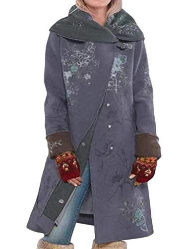 Onsoyours Damen Winter Elegante Gestrickte Strickjacke Wolltuch Wolljacke Strickmantel mit Kapuzen Outwear Lange Verdicken Cardigan Winterjacke Pullover Pulli Offener Ausschnitt Grau M von Onsoyours