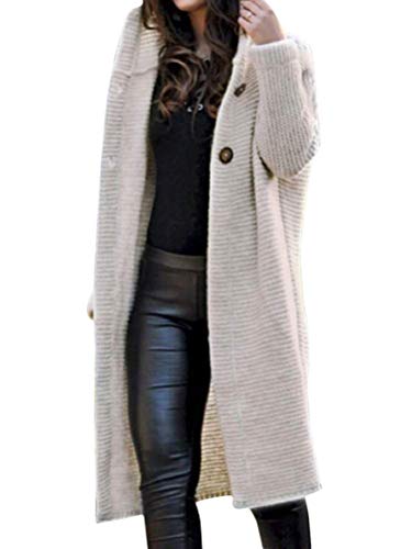 Onsoyours Damen Winter Gestrickte Strickjacke Outwear Lange Verdicken Cardigan Strickmantel mit Kapuzen Winterjacke Pullover Solid Color Offener Ausschnitt A Beige 38 von Onsoyours