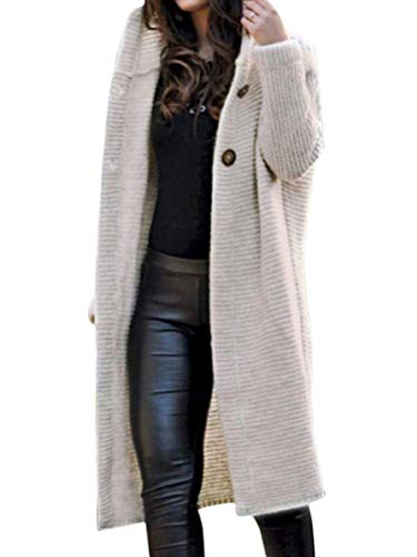 Onsoyours Damen Winter Gestrickte Strickjacke Outwear Lange Verdicken Cardigan Strickmantel mit Kapuzen Winterjacke Pullover Solid Color Offener Ausschnitt A Beige 46 von Onsoyours