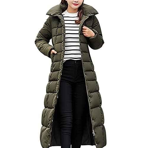 Onsoyours Damen Winter Jacke Parka Daunenjacke Winter Frau Warme Fellkapuze Lange Dicke Jacke Mantel Outwear Winterjacke Basic Steppmantel B Grün S von Onsoyours