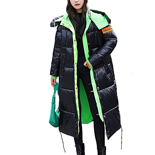 Onsoyours Damen Winter Jacke Parka Daunenjacke Winter Frau Warme Fellkapuze Lange Dicke Jacke Mantel Outwear Winterjacke Basic Steppmantel B Schwarz Grün S von Onsoyours