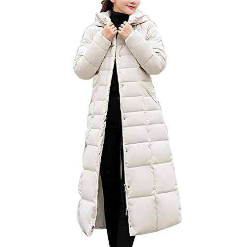 Onsoyours Damen Winter Jacke Parka Daunenjacke Winter Frau Warme Fellkapuze Lange Dicke Jacke Mantel Outwear Winterjacke Basic Steppmantel B Weiß S von Onsoyours