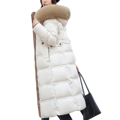 Onsoyours Damen Winter Jacke Parka Daunenjacke Winter Frau Warme Fellkapuze Lange Dicke Jacke Mantel Outwear Winterjacke Basic Steppmantel D Weiß S von Onsoyours