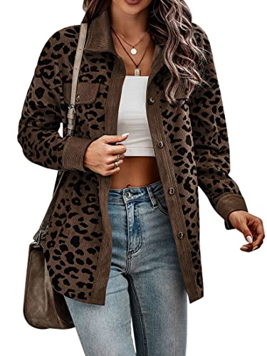 Onsoyours Damen Winterjacke Kurz Vorne Offen Revers Langarm Faux Wolle Leopard Mantel Mit Taschen Cardigan Jacke Plüsch Oberbekleidung Fleecemantel B Braun XS von Onsoyours