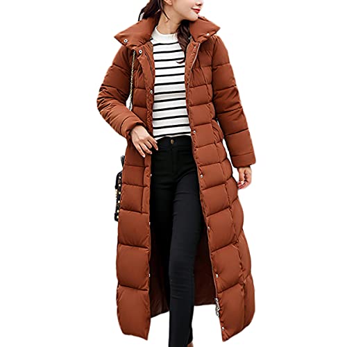 Onsoyours Damen Winterjacke Lange Daunenjacke Steppjacke Wintermantel Parka Jacke Outwear Frauen Winter Warm Daunenmantel mit Pelzkragen B Braun 3XL von Onsoyours