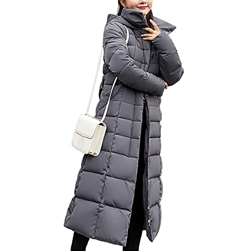 Onsoyours Damen Winterjacke Lange Daunenjacke Steppjacke Wintermantel Parka Jacke Outwear Frauen Winter Warm Daunenmantel mit Pelzkragen B Grau 3XL von Onsoyours