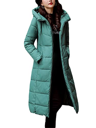 Onsoyours Damen Winterjacke Lange Daunenjacke Warm Parka Jacke mit Fellkapuze Steppjacke Wintermantel Casual Daunenmantel mit Taschen Steppweste Outdoor A Grün L von Onsoyours