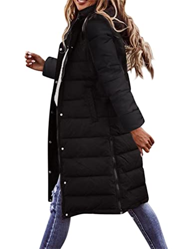 Onsoyours Damen Winterjacke Übergangsjacke Steppjacke Wintermantel Frauen Winter Warm Daunenmantel Lange Daunenjacke Jacke A Schwarz S von Onsoyours