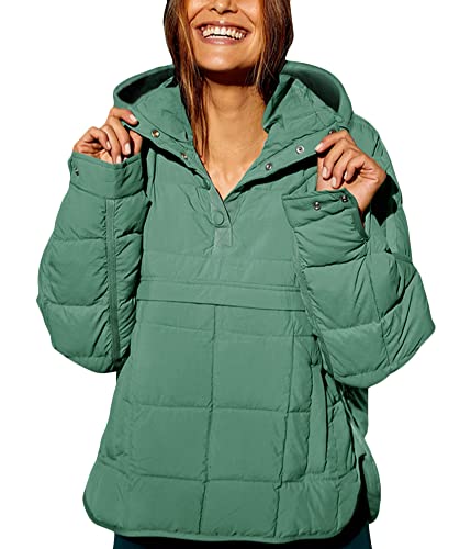 Onsoyours Damen Wintermantel Jacken Kurze Warm Daunenmantel mit Kapuze Verdickt Übergangsjacke Parka Jacke Langarm Steppjacke Outwear A Grün XL von Onsoyours