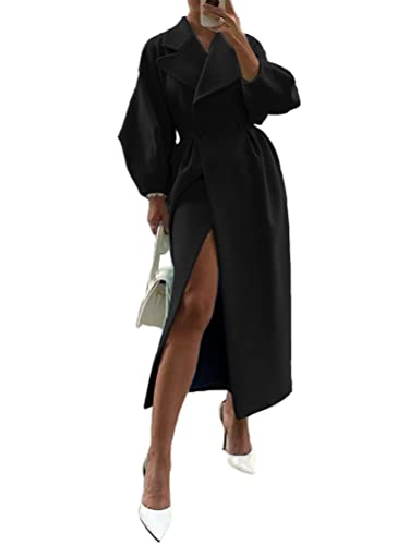 Onsoyours Damen Wollmantel Trenchcoat Jacke Lang Warm Wintermantel Übergangs Jacke Parka Mit Reverskragen A Schwarz S von Onsoyours