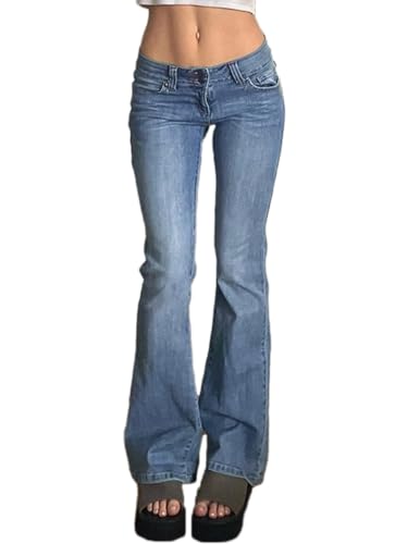 Onsoyours Baggy Jeans Damen High Waist Bein Hose Y2K Vintage Harajuku Boyfriend Jeanhose Gerade Bein Denim Pants E Blau XS von Onsoyours