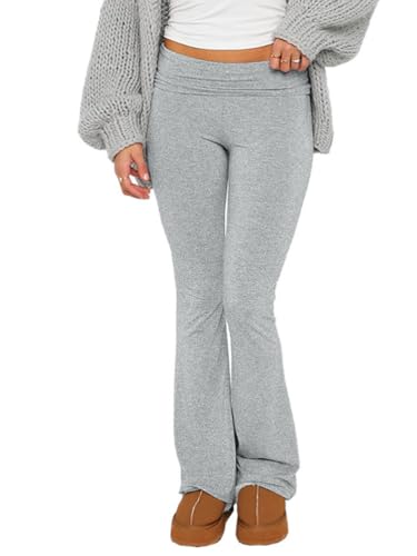 Onsoyours Damen Yoga Hosen Activewear Hosen Trainieren Bootleg Schlaghose Bootcut Sporthose Fitness Niedriger Taille Flare Hose Aktive Freizeithose Jogginghose A Hellgrau S von Onsoyours