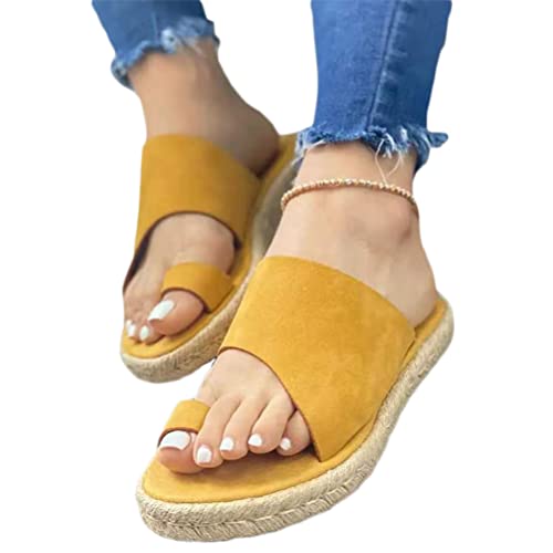 Onsoyours Damen Zehentrenner Sommer Flache Sandalen Bequeme Hausschuhe Hallux Valgus Schuhe Outdoor Strand Sommerschuhe Rutschfeste Badelatschen Flip Flop Freizeit A Gelb 39 EU von Onsoyours