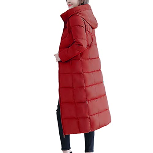 Onsoyours Daunenjacke Damen Lang mit Kapuze Daunenmantel Warm Winterparka Dicke Steppjacke Winterjacke Casual Wintermantel Outdoorjacke Outwear A Hellrot L von Onsoyours