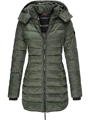 Onsoyours Daunenjacke Damen Mit Kapuze Elegant Daunen Steppjacke Frauen Reißverschluss Winter Warm Parka Jacke Casual Puffer Ubergangsjacke Armeegrün M von Onsoyours