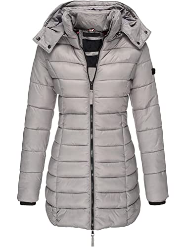 Onsoyours Daunenjacke Damen Mit Kapuze Elegant Daunen Steppjacke Frauen Reißverschluss Winter Warm Parka Jacke Casual Puffer Ubergangsjacke Grau L von Onsoyours