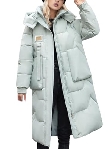 Onsoyours Daunenmantel Mit Kapuze Damen Mantel Wintermantel Winterjacke Jacke Parka Übergangsjacke Coat Steppmantel Daunenjacke Winter Herbst Lang Warm Stehkragen Outdoor A Hellgrün S von Onsoyours