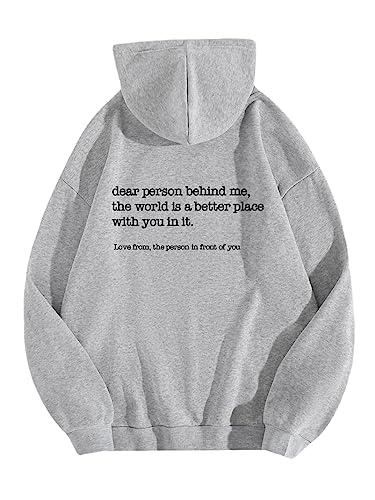 Onsoyours Dear Person Behind Me Hoodie Shirt Damen You Are Enough Langarm Hoodies Kawaii Langarm Sweatshirt Tops Kapuzenpullover Harajuku Streetwear Hoodie A Grau M von Onsoyours