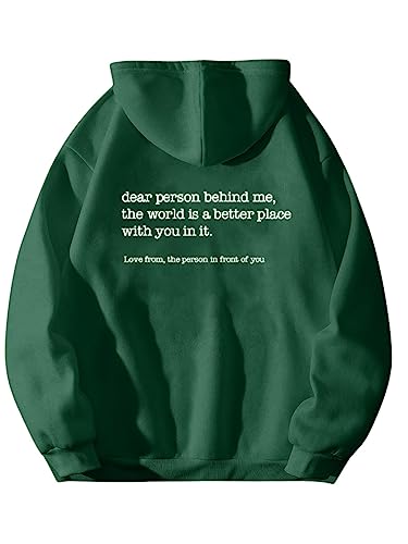 Onsoyours Dear Person Behind Me Hoodie Shirt Damen You Are Enough Langarm Hoodies Kawaii Langarm Sweatshirt Tops Kapuzenpullover Harajuku Streetwear Hoodie A Grün M von Onsoyours