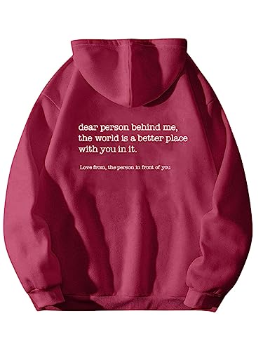 Onsoyours Dear Person Behind Me Hoodie Shirt Damen You Are Enough Langarm Hoodies Kawaii Langarm Sweatshirt Tops Kapuzenpullover Harajuku Streetwear Hoodie A Rot S von Onsoyours