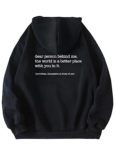 Onsoyours Dear Person Behind Me Hoodie Shirt Damen You Are Enough Langarm Hoodies Kawaii Langarm Sweatshirt Tops Kapuzenpullover Harajuku Streetwear Hoodie A Schwarz 4XL von Onsoyours