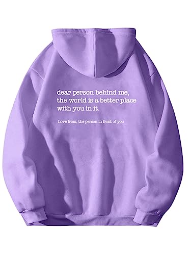 Onsoyours Dear Person Behind Me Hoodie Shirt Damen You Are Enough Langarm Hoodies Kawaii Langarm Sweatshirt Tops Kapuzenpullover Harajuku Streetwear Hoodie A Violett S von Onsoyours