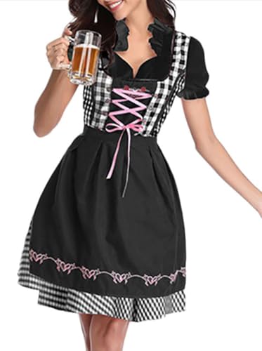 Onsoyours Dirndl Damen Midi Trachtenkleid Trachtenmode Trachtenrock Kleid Kariert Dirndlkleid für Oktoberfest Besondere Anlässe A Schwarz 02 XL Onsoyours Dirndl Damen Midi Trachtenkleid Trachtenmode Trachtenrock Kleid Kariert Dirndlkleid für Oktoberfest Besondere Anlässe A Schwarz 02 XL von Onsoyours